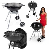 GRILL OGRODOWY WĘGLOWY OKRĄGŁY Z POKRYWĄ LUND RUSZT STALOWY PRZENOŚNY