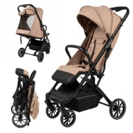 WÓZEK SPACERÓWKA DLA DZIECKA BEŻOWY SKŁADANY LEKKI ZWROTNY 80X104X50 CM