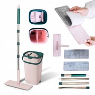 MOP PŁASKI WIADRO DWUKOMOROWE Z WYCISKACZEM KIJ TELESKOPOWY X2 WKŁADY