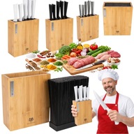 BLOK KUCHENNY DUŻY STOJAK NA NOŻE KUCHENNE UNIWERSALNY BAMBUSOWY PRĘCIKI