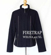 Firetrap**Granatowy Ciepły Płaszcz Wełna Poszerzany**Na Jesień Zimę**42/XL