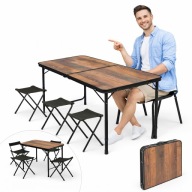 STÓŁ OGRODOWY SKŁADANY Z 4 KRZESŁAMI WALIZKA TURYSTYCZNY ZESTAW WODOODPORNY