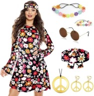 STRÓJ PRZEBRANIE HIPISA BOHO LATA 70 80 VINTAGE FRĘDZLE AKCESORIA RETRO