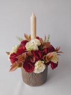 Stroik Dekoracja Świeca Róże Ecri – Czerwień