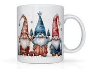 Kubek świąteczny z nadrukiem GNOMY na prezent MIKOŁAJKI 330 ml