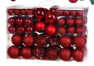 Bombki choinkowe 100szt bombka czerwone plastikowe ozdoby świąteczne zestaw