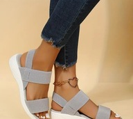 DAMSKIE SPORTOWE SANDAŁY NA GRUBEJ PODESZWIE Z ELASTYCZNYM PASKIEM