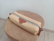 Piórnik, skóra naturalna, ręcznie robiony, żółty