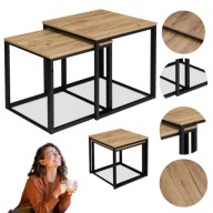 STOLIK KAWOWY KWADRATOWY ZESTAW 2W1 LOFT DAB CRAFT INDUSTRIALNY STOLIKI
