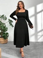 Okazja_NOWA czarna WYSZCZUPLAJĄCA sukienka maxi_WYGODNY dżersej_halka_44/46