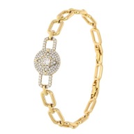 83727 BRANSOLETKA 18K POZŁACANA 19-17 CM 14 MM elegancka z cyrkoniami