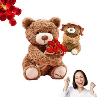 MIŚ PLUSZOWY DUŻY MISIEK Z BUKIETEM PLUSZAK PREZENT NA WALENTYNKI 25 CM