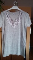 Popielata bluzeczka z bawełny z dekoltem - XXL !!