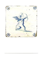 Pocztówka - Amor z łukiem / kupidyn / stary holenderski kafel ceramiczny
