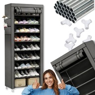 PÓŁKA REGAŁ SZAFKA NA BUTY WYSOKA MATERIAŁOWA DUŻA SKŁADANA SZARA ZAMYKANA