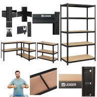 REGAŁ MAGAZYNOWY METALOWY CZARNY NAROŻNY GARAŻ PIWNICA BIURO 180x120x40 CM