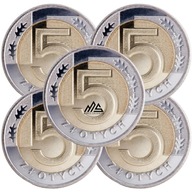 5x 5 złotych 2025 r. stan menniczy z woreczka