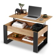 STOLIK KAWOWY ŁAWA ROZKŁADANA CZARNY DĄB DO SALONU Z PODNOSZONYM BLATEM