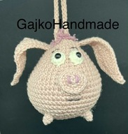 Świnka Prosiaczek brelok / zawieszka rękodzieło szydełko