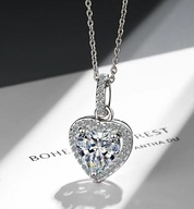 Naszyjnik Serce Cyrkonia, Srebrny, Walentynki