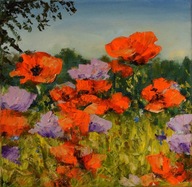 Maki" obraz olejny na płótnie 30x30cm , oryginał Garncarek Al,,,