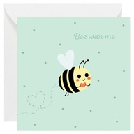 Kartka Miłosna, na Walentynki - Pszczoła Bee with Me, Zielona - 14x14 cm