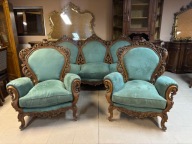 WŁOSKI KOMPLET WYPOCZYNKOWY 3+1+1 WŁOSKI BAROK LUDWIK Meble Stylowe