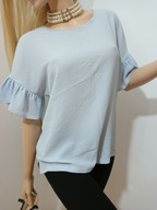 M_o_h_i_t_o jasno-błękitna bluzka rękawki z falbanami retro S