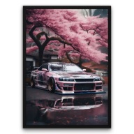 Plakat z ramą 30x40cm Nissan Skyline GTR Wiosenna Wiśnia |Pomysł na Prezent