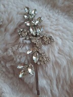 SPINKA klamra srebrna CYRKONIE STOP vintage modne retro perła