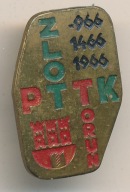 Toruń Zlot PTTK 966-1466-1966 wym.24 X 16 mm.śred.nakrętki 11 mm.
