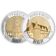 Komplet monet 5 złotych Odkryj Polskę 2025 Tykocin + Ratusz w Brzegu