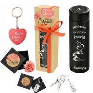 KUBEK TERMICZNY LED PREZENT NA PREZENT DLA NIEJ I NIEGO + BRELOK Z GRAWEREM