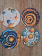 Podkładki drewniane pod kubki kosmos,planety abstrakcyjne