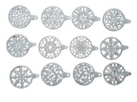 ZESTAW 12 BOMBEK CHOINKOWYCH AŻUROWYCH - białe ozdoby świąteczne