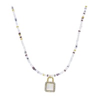 58553 Celebrytka złota stal chirurgiczna kłódka koraliki