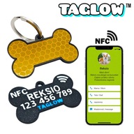 TAGLOW odblaskowa ADRESÓWKA dla psa z NFC cicha IDENTYFIKATOR żółty