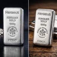 Sztabka srebra 1kg Argor-Heraeus SA próba 999