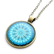 Naszyjnik wisiorek łańcuszek mandala żywiołu boho ethno indie błękit turkus