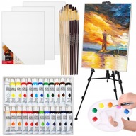 ZESTAW MALARSKI SZTALUGA 170CM FARBY PŁÓTNA PĘDZLE DUŻY