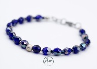 Elegancka bransoletka z koralikami szklanymi – stal szlachetna, handmade