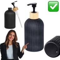 DOZOWNIK DO MYDŁA PŁYNU CZARNY NA BLAT RĘCZNY 400ml BEŻOWY POJEMNY | VILDE