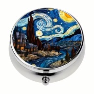 ETUI PUDEŁKO NA LEKI ,METAL ,PLASTIK gwiazdy noc BŁĘKIT ANIME PIĘKNE MODNE