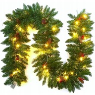 GIRLANDA ŚWIĄTECZNA ŁAŃCUCH CHOINKOWY 100 LED ZIELONA GĘSTA JARZĘBINA 300cm