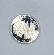 WIELKA BRYTANIA - GUERNSEY - 1 funt 1997 - 50 rocznica ślubu - PROOF / L