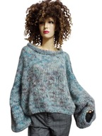 śliczny SWETER wełniany MOHEROWY wełna moher oversize