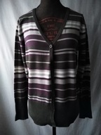 Sweter wiskozowy w szaro-fioletowe paski - 38/40