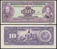 BNB - WENEZUELA 10 Bolivares 1992 N 72473899 # P61c # UNC