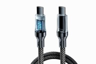 Kabel USB-C USB-C 120W PD szybkie ładowanie LED wyświetlacz mocny oplot 1m