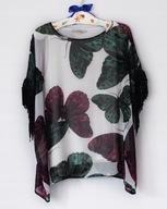 NEXT**BIAŁA BLUZKA Kimono Over Size w Duże MOTYLE**40/42/44